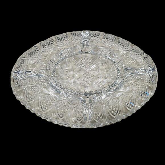 Vintage Oval cut crystal divided serving dish - Picture 2 of 9